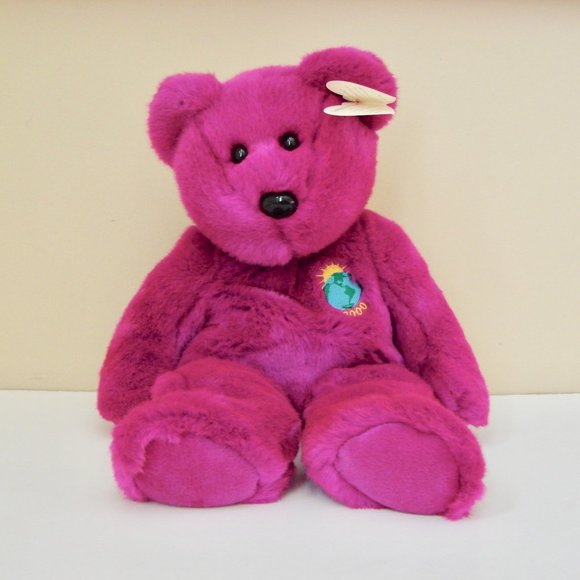 Ty Beanie Buddy Millennium Purple Bear Stuffed Plush Toy 1999 2000 Collectible - Picture 1 of 14